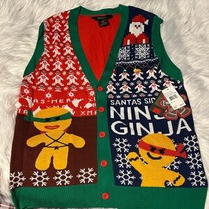 NEW Holiday Festive Green and Red Cardigan Sweater. Tags attached